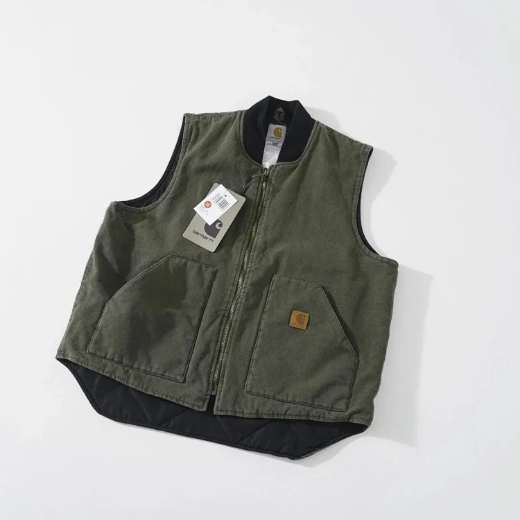 High-quality carh V02 vintage retro washed workwear cotton vest vest couple casual solid color jacket image 2
