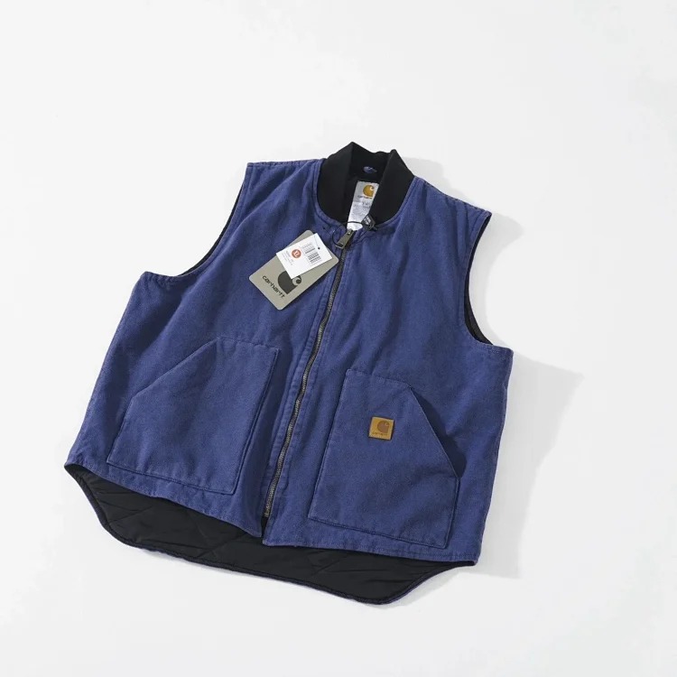 High-quality carh V02 vintage retro washed workwear cotton vest vest couple casual solid color jacket image 3