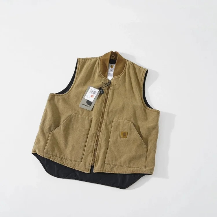High-quality carh V02 vintage retro washed workwear cotton vest vest couple casual solid color jacket image 4