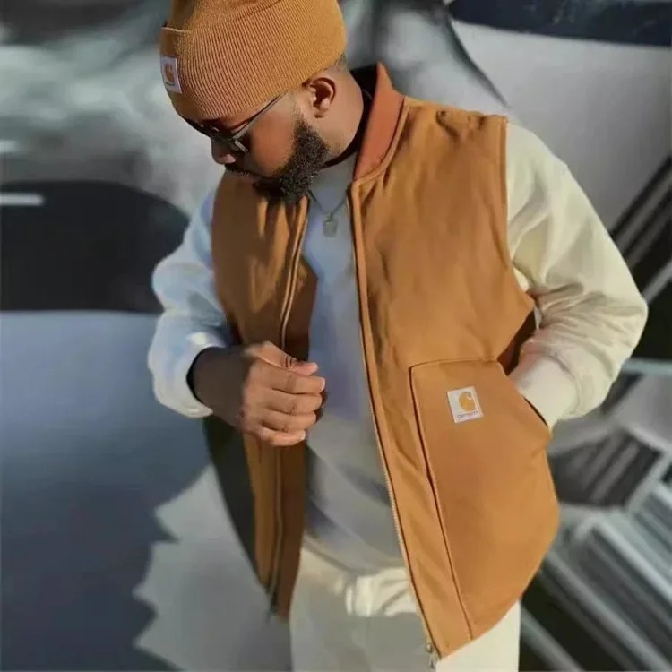 High-quality carh V02 vintage retro washed workwear cotton vest vest couple casual solid color jacket image 7