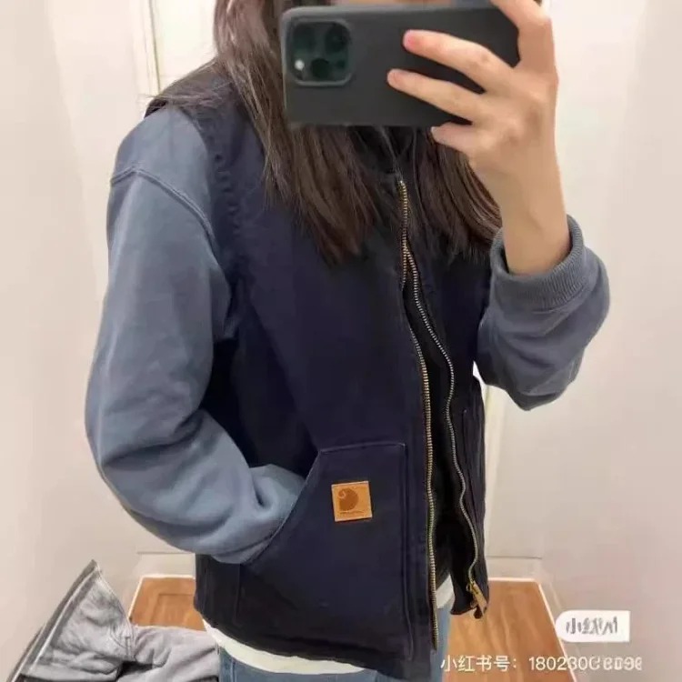 High-quality carh V02 vintage retro washed workwear cotton vest vest couple casual solid color jacket image 8