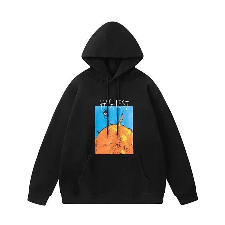 European and American trendy brand Travis Scott Sun Stickman Foamed Velvet Hoodie Sweatshirt Men's and Women's Jacket image 6