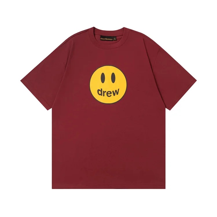 drewSmiley face printed short-sleeved Justin Bieber same style high street casual men and women couple loose T-shirt ins image 11