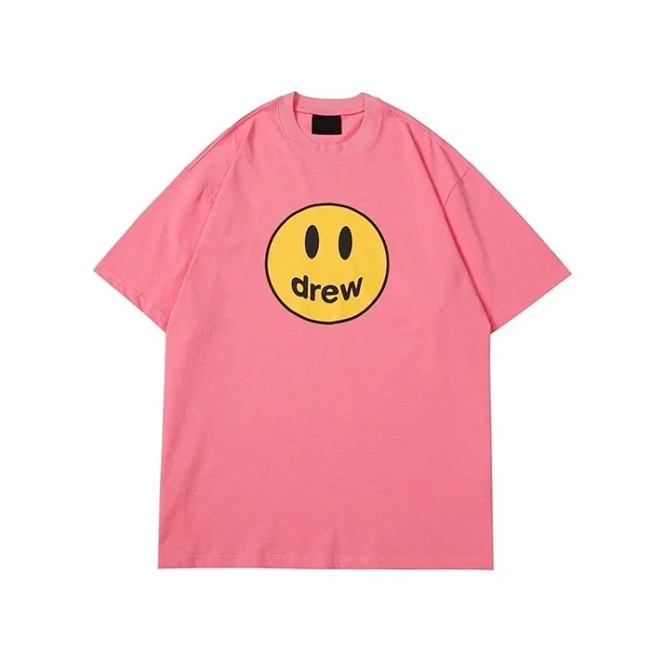 drewSmiley face printed short-sleeved Justin Bieber same style high street casual men and women couple loose T-shirt ins image 12