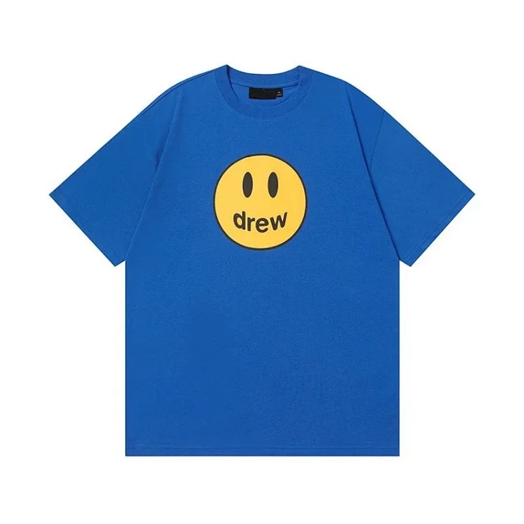 drewSmiley face printed short-sleeved Justin Bieber same style high street casual men and women couple loose T-shirt ins image 14