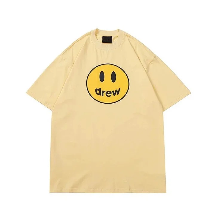 drewSmiley face printed short-sleeved Justin Bieber same style high street casual men and women couple loose T-shirt ins image 15