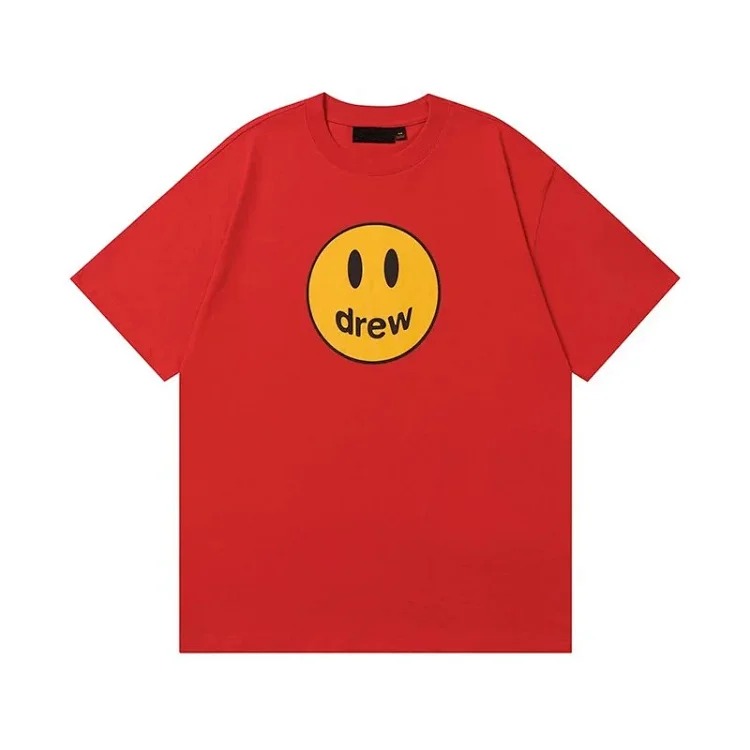 drewSmiley face printed short-sleeved Justin Bieber same style high street casual men and women couple loose T-shirt ins image 17