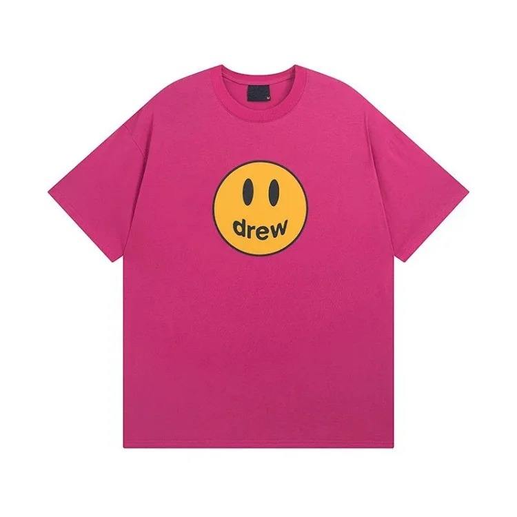 drewSmiley face printed short-sleeved Justin Bieber same style high street casual men and women couple loose T-shirt ins image 18