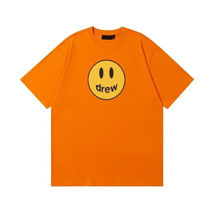 drewSmiley face printed short-sleeved Justin Bieber same style high street casual men and women couple loose T-shirt ins image 19