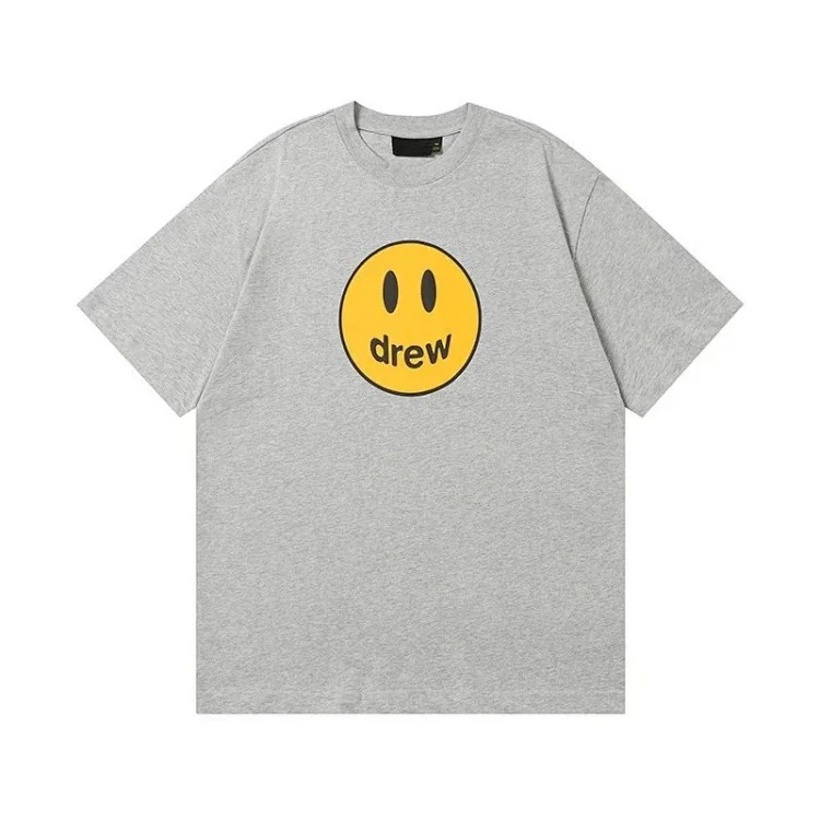 drewSmiley face printed short-sleeved Justin Bieber same style high street casual men and women couple loose T-shirt ins image 20