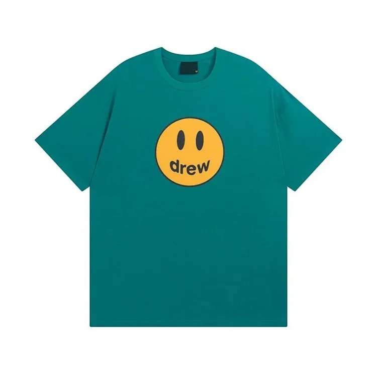 drewSmiley face printed short-sleeved Justin Bieber same style high street casual men and women couple loose T-shirt ins image 21