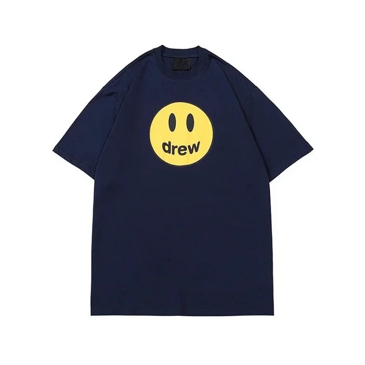 drewSmiley face printed short-sleeved Justin Bieber same style high street casual men and women couple loose T-shirt ins image 25