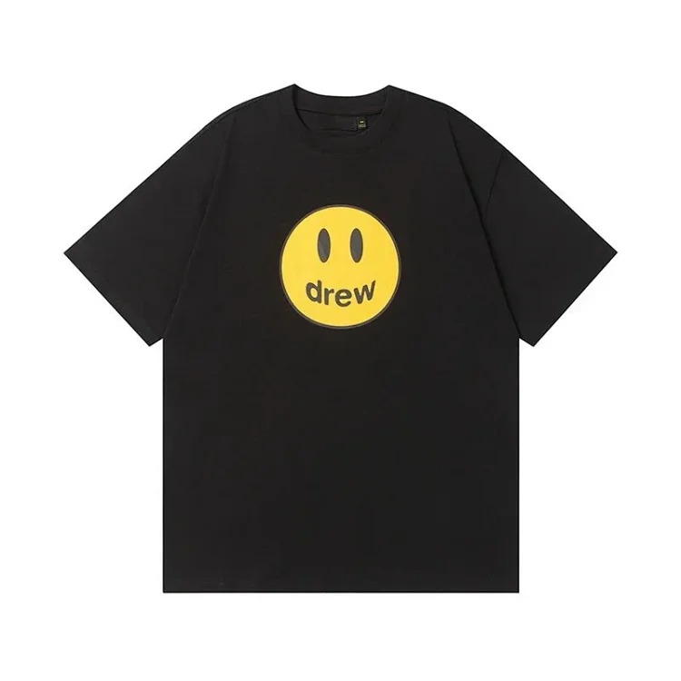 drewSmiley face printed short-sleeved Justin Bieber same style high street casual men and women couple loose T-shirt ins image 3