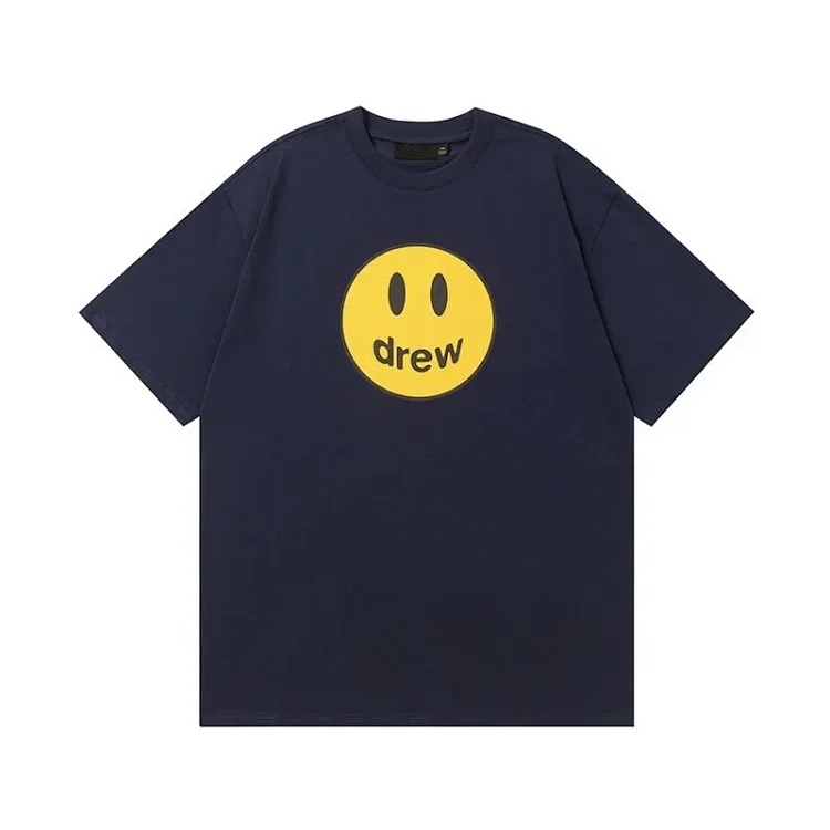 drewSmiley face printed short-sleeved Justin Bieber same style high street casual men and women couple loose T-shirt ins image 4