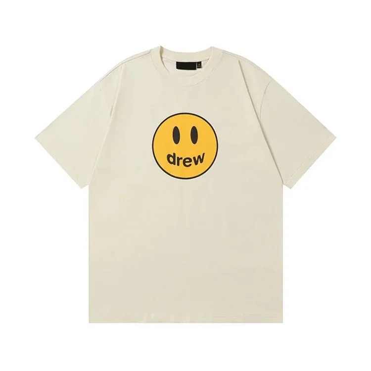 drewSmiley face printed short-sleeved Justin Bieber same style high street casual men and women couple loose T-shirt ins image 5