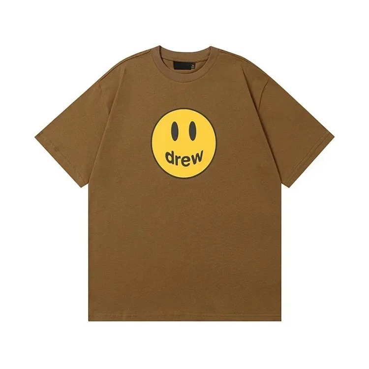 drewSmiley face printed short-sleeved Justin Bieber same style high street casual men and women couple loose T-shirt ins image 6