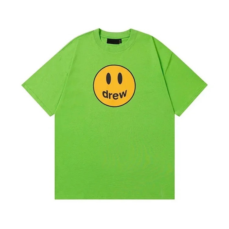 drewSmiley face printed short-sleeved Justin Bieber same style high street casual men and women couple loose T-shirt ins image 7