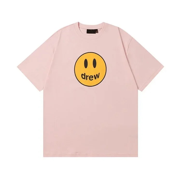 drewSmiley face printed short-sleeved Justin Bieber same style high street casual men and women couple loose T-shirt ins image 9