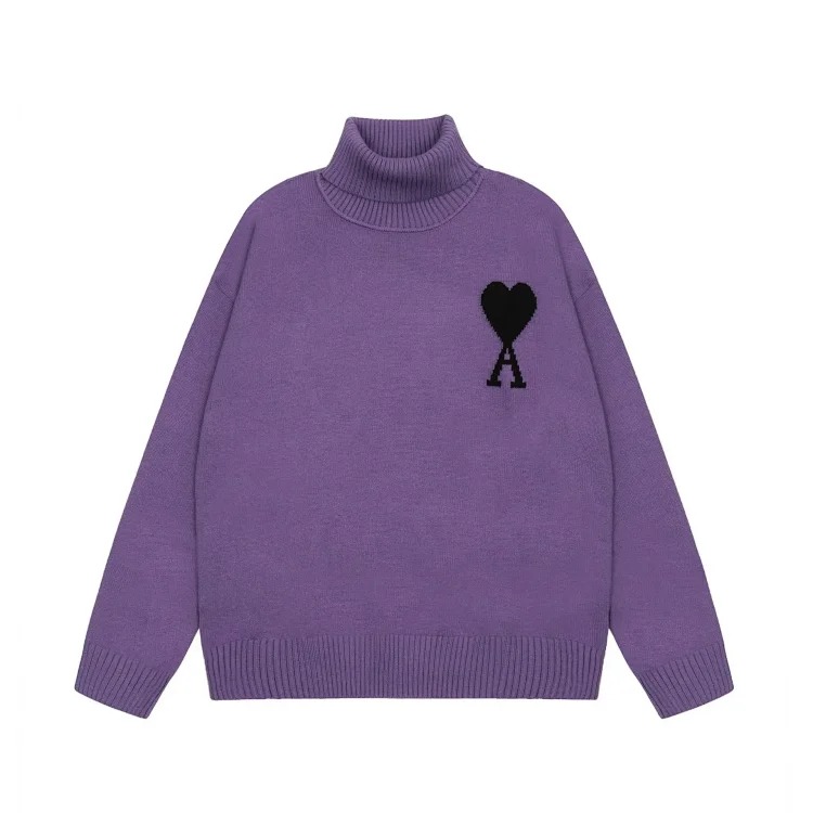 Big Heart A Embroidered Turtleneck Long Sleeve Shirt Couple Style Sweater image 12
