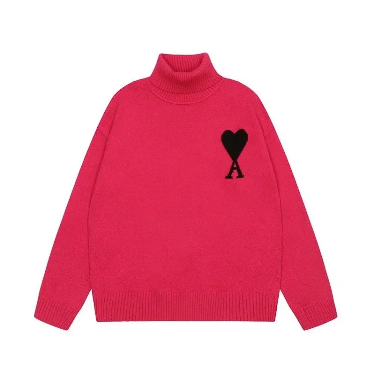 Big Heart A Embroidered Turtleneck Long Sleeve Shirt Couple Style Sweater image 13