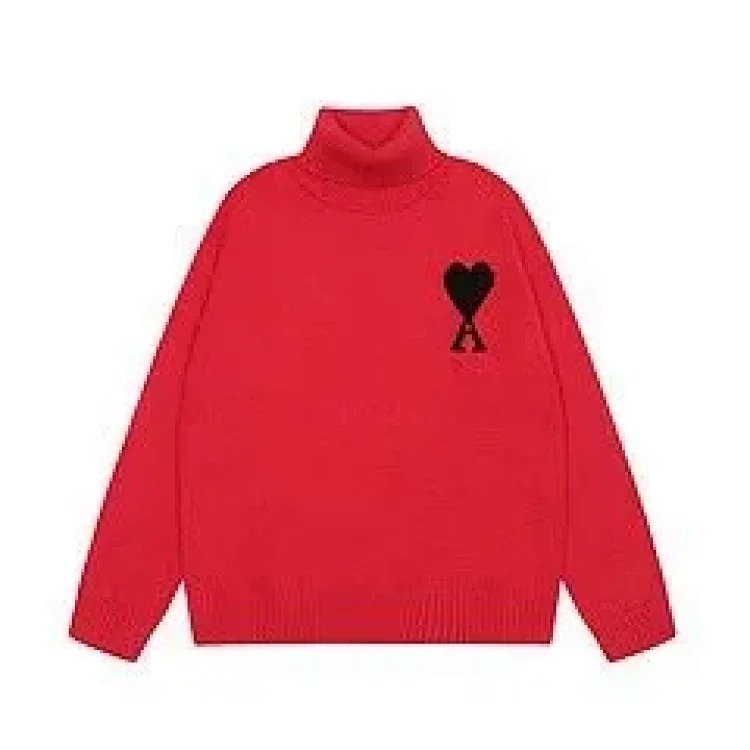 Big Heart A Embroidered Turtleneck Long Sleeve Shirt Couple Style Sweater image 14