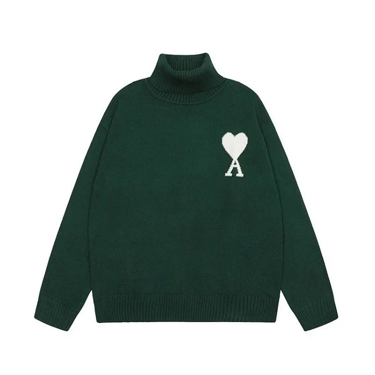 Big Heart A Embroidered Turtleneck Long Sleeve Shirt Couple Style Sweater image 15
