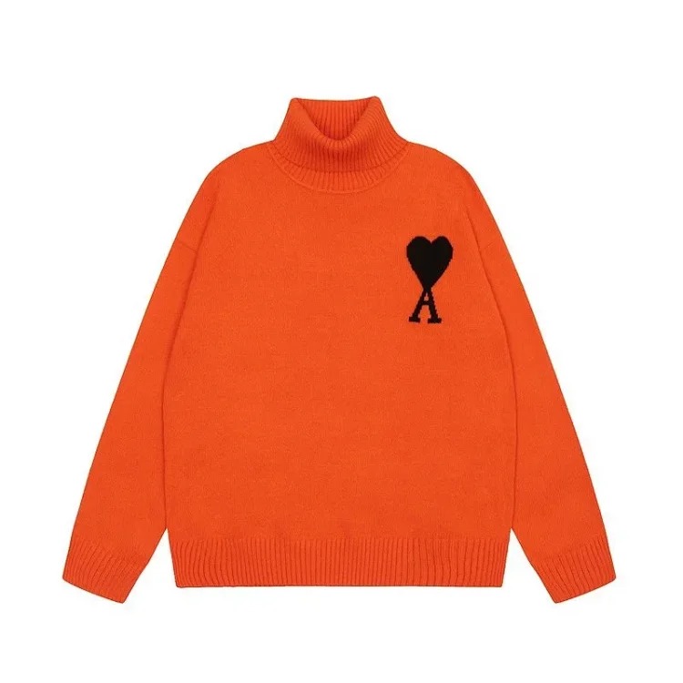 Big Heart A Embroidered Turtleneck Long Sleeve Shirt Couple Style Sweater image 16