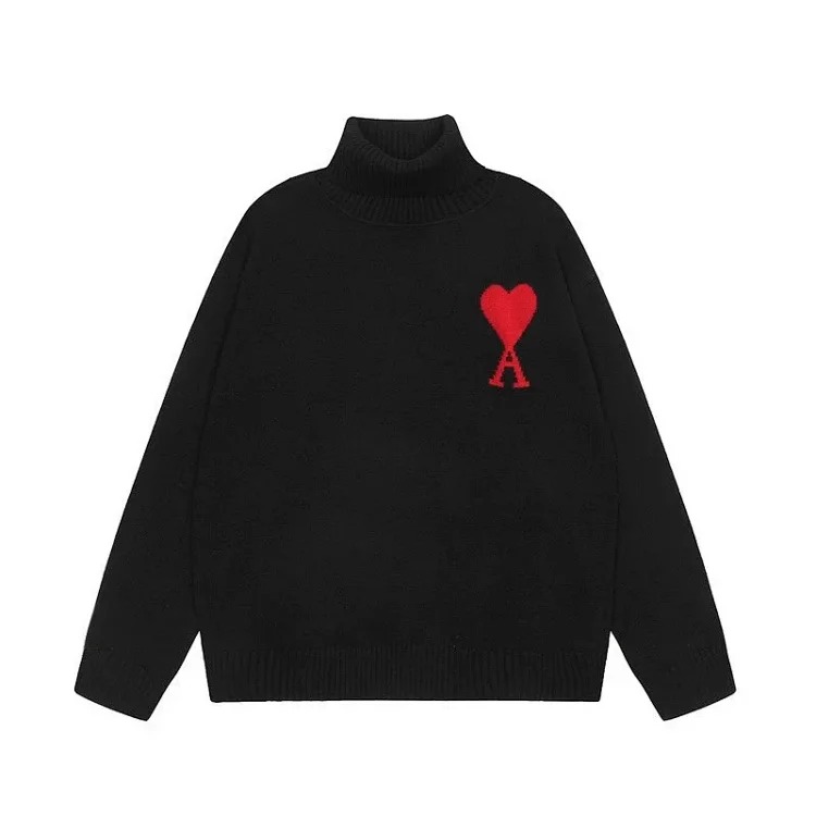Big Heart A Embroidered Turtleneck Long Sleeve Shirt Couple Style Sweater image 3