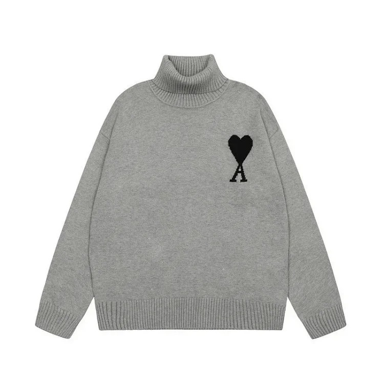 Big Heart A Embroidered Turtleneck Long Sleeve Shirt Couple Style Sweater image 4