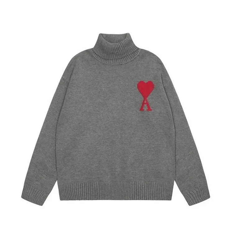 Big Heart A Embroidered Turtleneck Long Sleeve Shirt Couple Style Sweater image 5