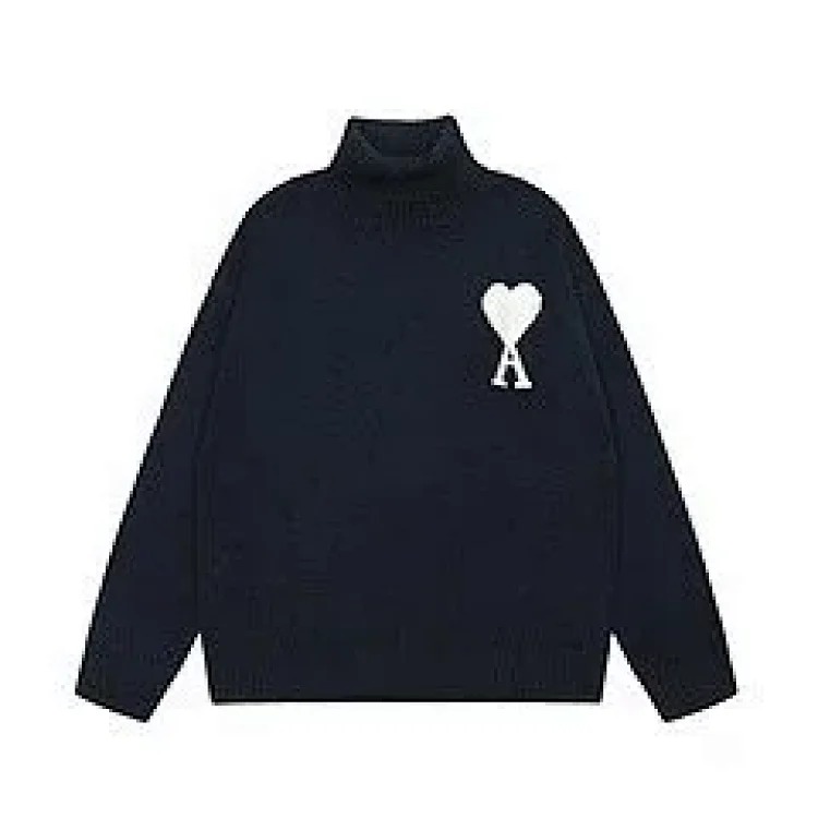 Big Heart A Embroidered Turtleneck Long Sleeve Shirt Couple Style Sweater image 6