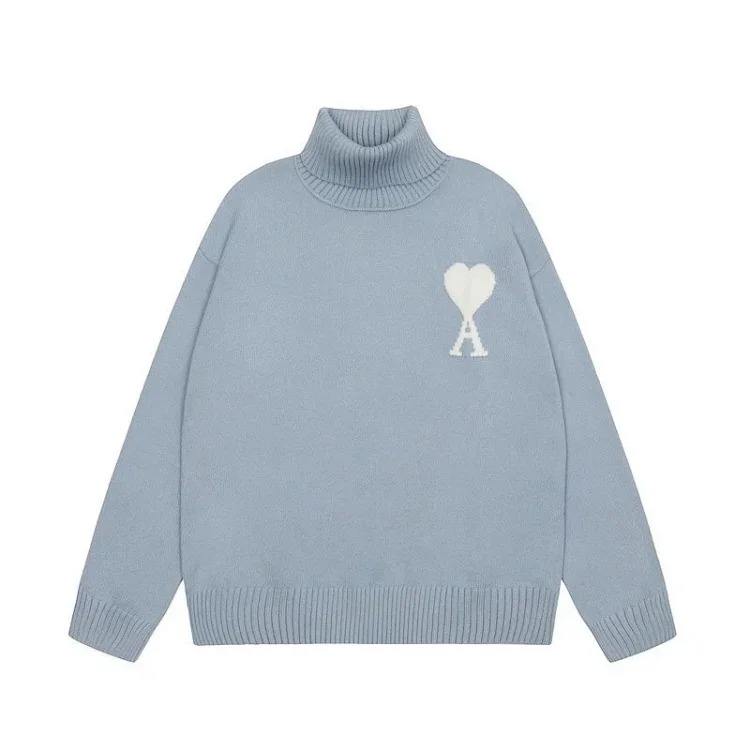 Big Heart A Embroidered Turtleneck Long Sleeve Shirt Couple Style Sweater image 8