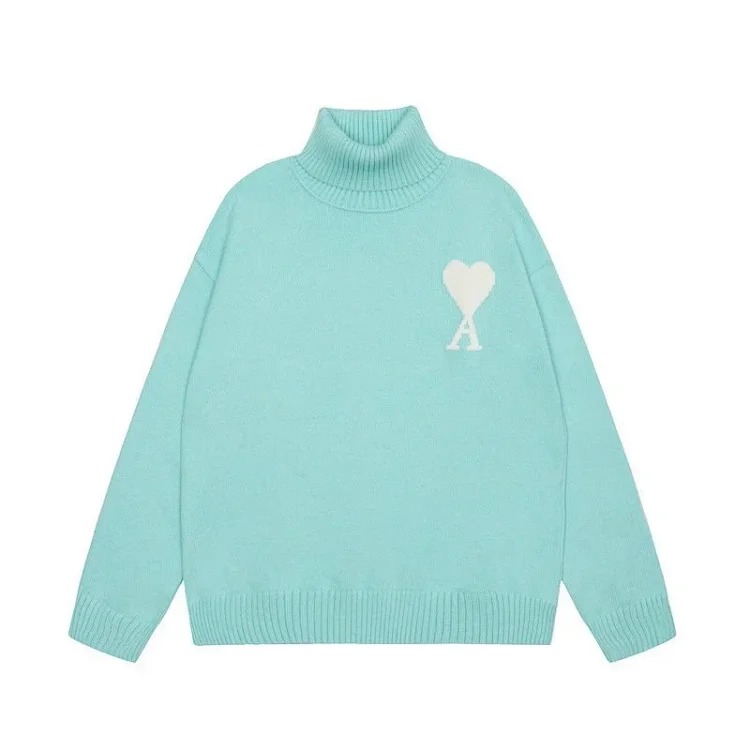 Big Heart A Embroidered Turtleneck Long Sleeve Shirt Couple Style Sweater image 9