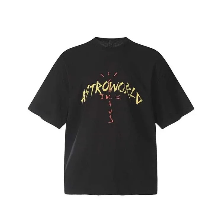 TRAVIS SCOTT CACTUS JACK album peripheral commemorative T-shirt simple letter print round neck short sleeves image 2