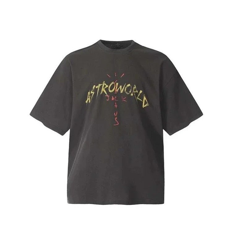 TRAVIS SCOTT CACTUS JACK album peripheral commemorative T-shirt simple letter print round neck short sleeves image 3