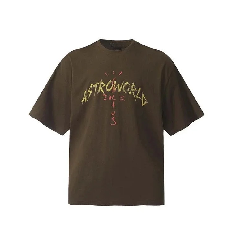 TRAVIS SCOTT CACTUS JACK album peripheral commemorative T-shirt simple letter print round neck short sleeves image 4