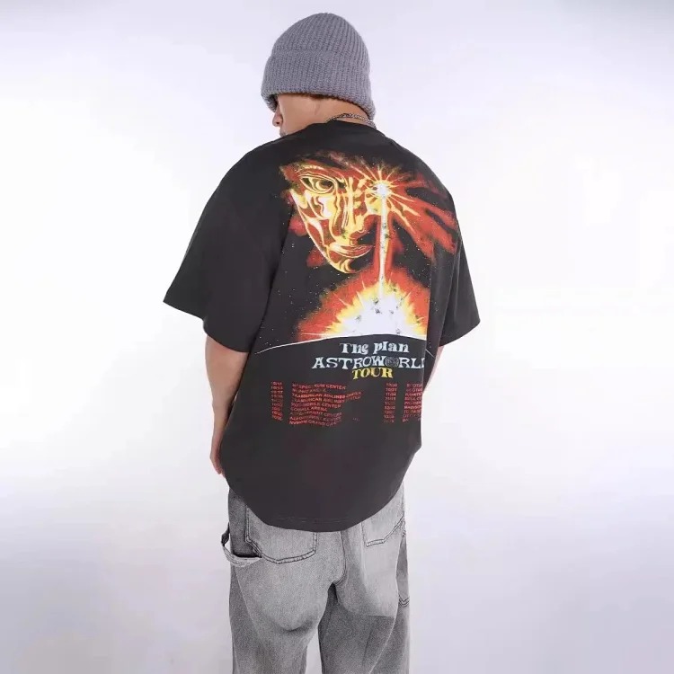 TRAVIS SCOTT CACTUS JACK album peripheral commemorative T-shirt simple letter print round neck short sleeves image 7