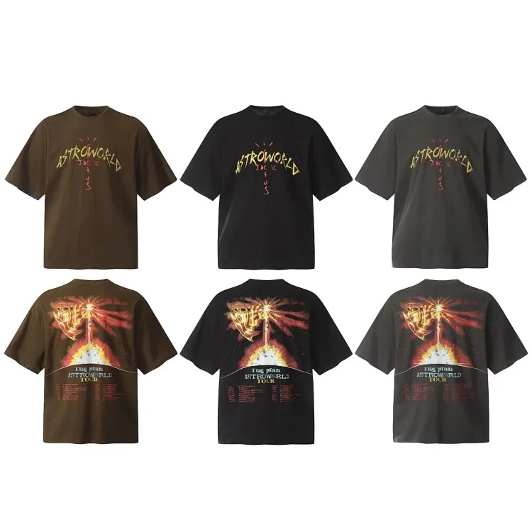 TRAVIS SCOTT CACTUS JACK album peripheral commemorative T-shirt simple letter print round neck short sleeves image 8