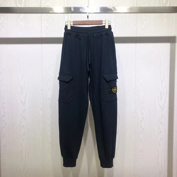 Cross-border Sto*ne Island Stone Island 2024fw men's tapered cotton sweatpants autumn and winter overalls sweatpants black image 4