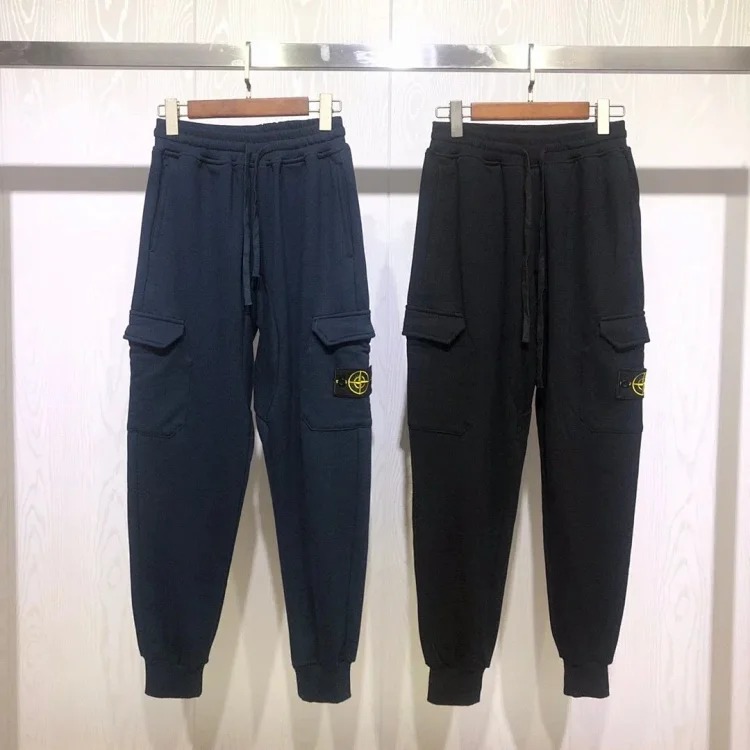 Cross-border Sto*ne Island Stone Island 2024fw men's tapered cotton sweatpants autumn and winter overalls sweatpants black image 5