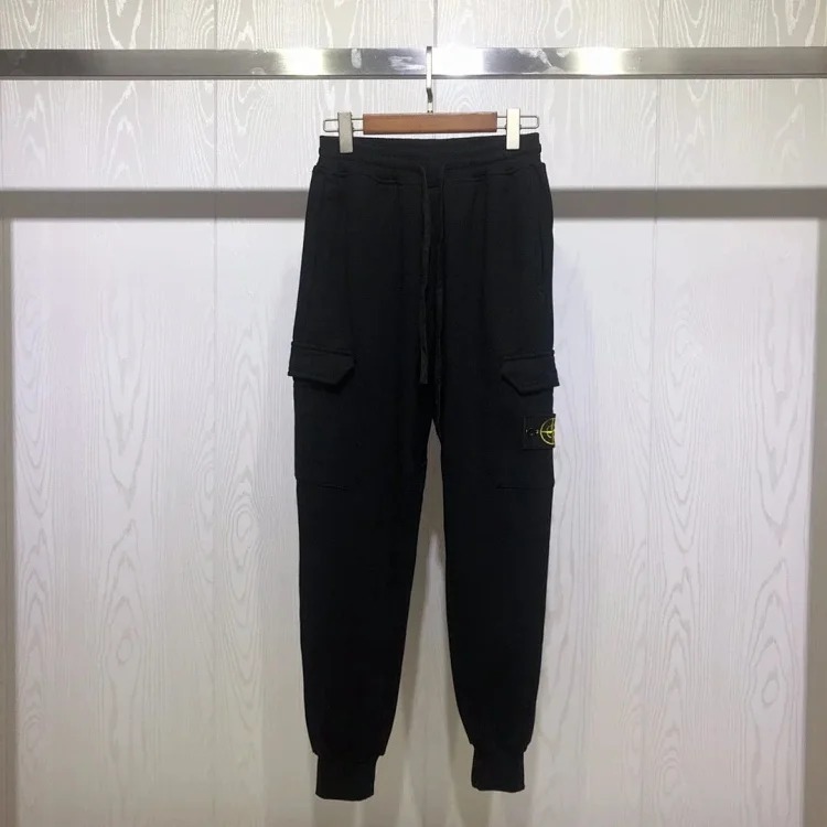 Cross-border Sto*ne Island Stone Island 2024fw men's tapered cotton sweatpants autumn and winter overalls sweatpants black image 6