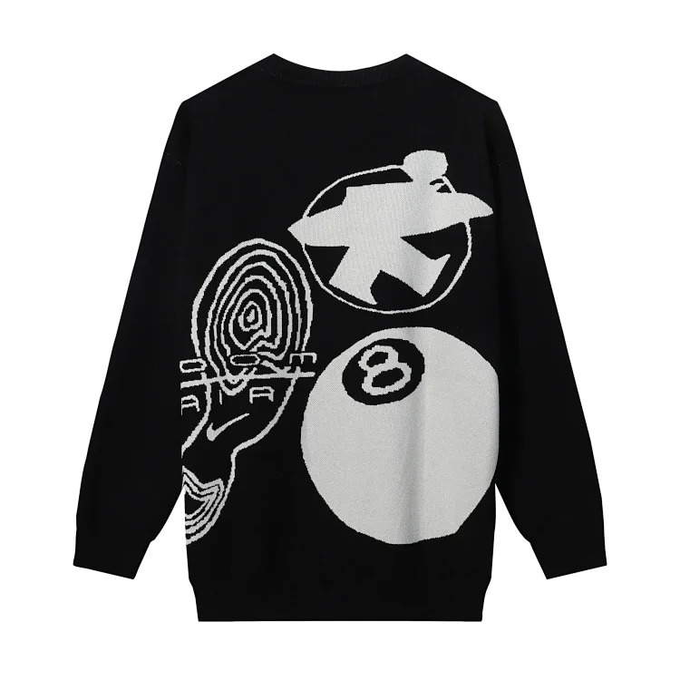 2023 cross-border European and American foreign trade spot new S letter series mosquito coil jacquard logo solid color round neck sweater image 10