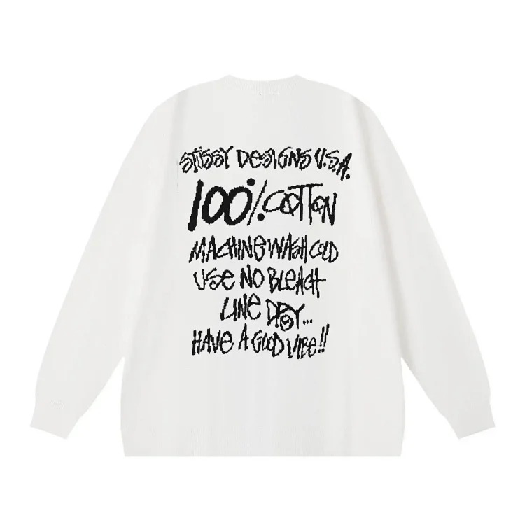 2023 cross-border European and American foreign trade spot new S letter series mosquito coil jacquard logo solid color round neck sweater image 11