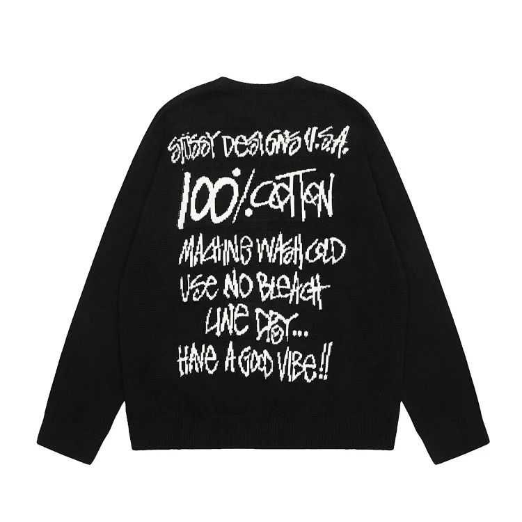2023 cross-border European and American foreign trade spot new S letter series mosquito coil jacquard logo solid color round neck sweater image 12