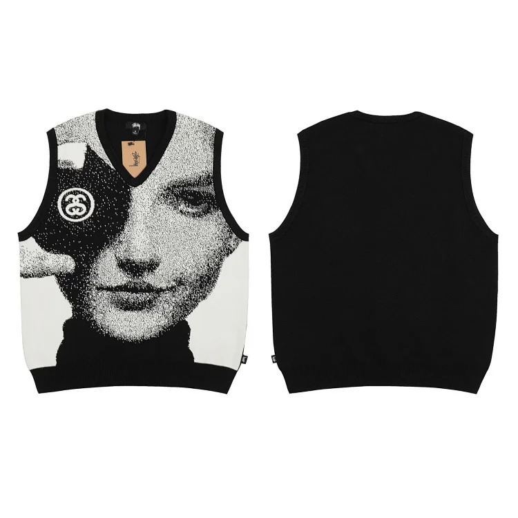 2023 cross-border European and American foreign trade spot new S letter series mosquito coil jacquard logo solid color round neck sweater image 4