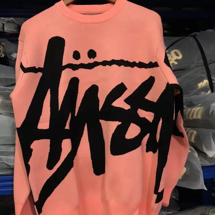 2023 cross-border European and American foreign trade spot new S letter series mosquito coil jacquard logo solid color round neck sweater image 5