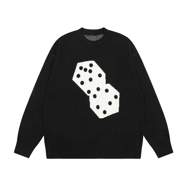 2023 cross-border European and American foreign trade spot new S letter series mosquito coil jacquard logo solid color round neck sweater image 7