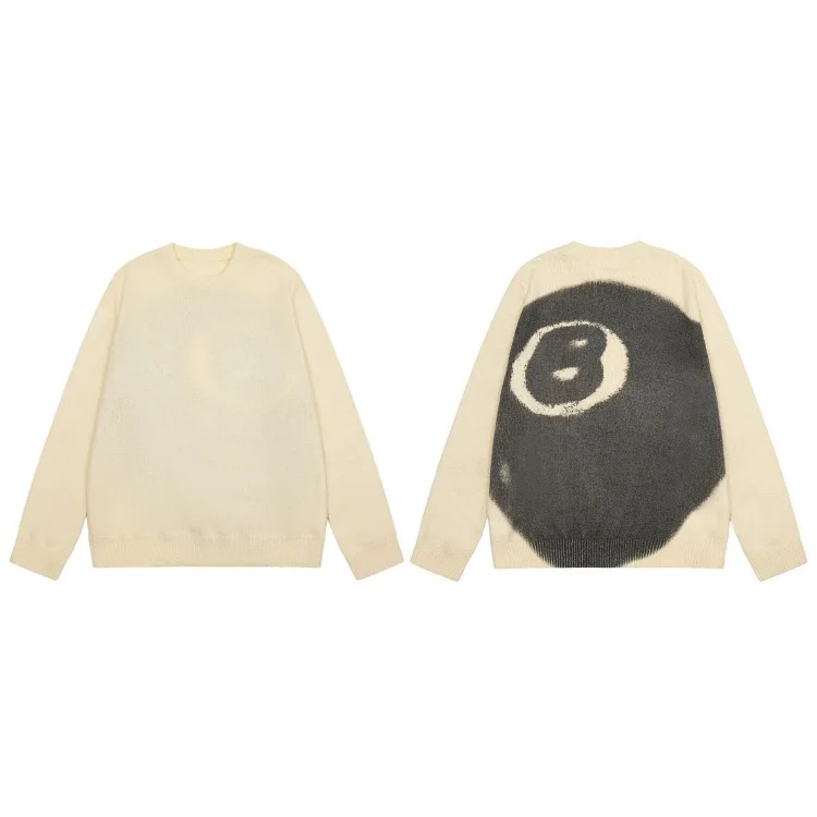 2023 cross-border European and American foreign trade spot new S letter series mosquito coil jacquard logo solid color round neck sweater image 8