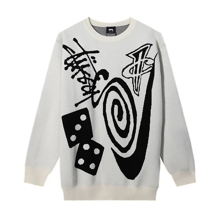 2023 cross-border European and American foreign trade spot new S letter series mosquito coil jacquard logo solid color round neck sweater image 9