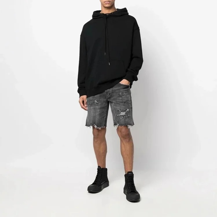 Splashed ink ripped casual denim shorts for men and women high street trousers image 10